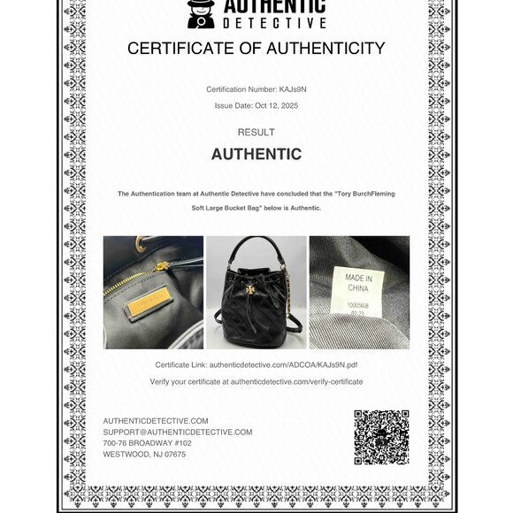 🆕 TORY BURCH 🧿 NWOT Fleming Soft Large Bucket Bag, Black Leather Diamond Quilt - Picture 16 of 16